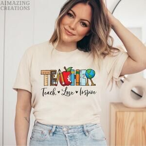 Teach Love Inspire Teacher Graphic Tshirt Size XXL